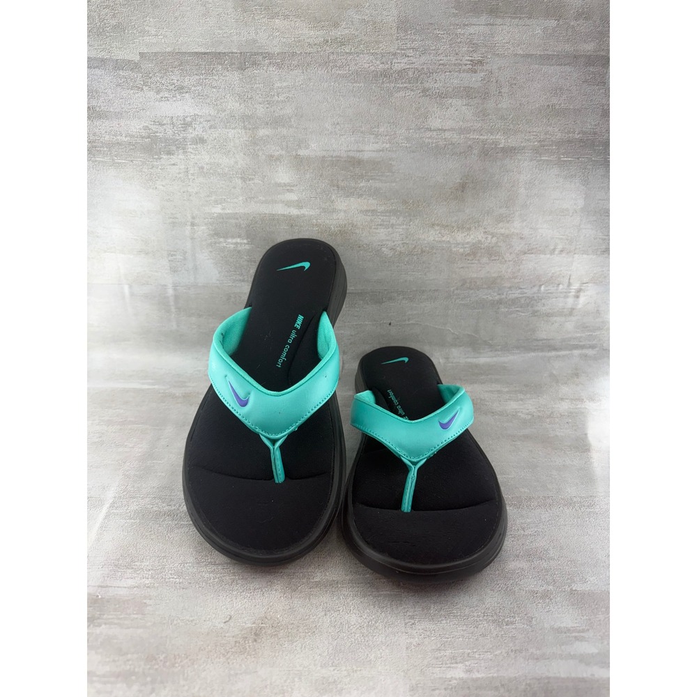 Nike Ultra Comfort Black Teal Thong Sandals Flip Flops AR4498-004 Women Sz 8